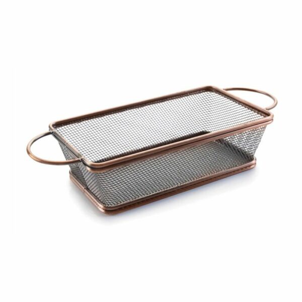 PUCES RECTANGLE PANIER BRONZE 21X11X6CM