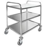 CHARIOT DE SERVICE 3 PLATEAUX 8 INOX