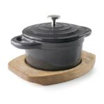 PLAT ROND MAGMA A/COUVERCLE GREY D.10CM