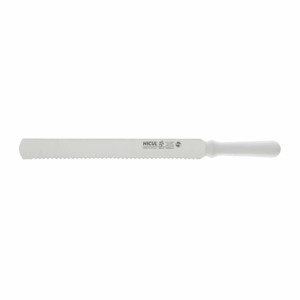 COUTEAU A PAIN ET PATISSERIE ONDULE MANCHE BLANC 30 CM